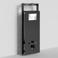 Инсталляция для унитаза WasserKraft Salm 27TLT.010.ME.BL.CH01, декоративная стеклянная панель черная, механическая кнопка смыва хром
