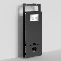 Инсталляция для унитаза WasserKraft Salm 27TLT.010.ME.BL.BN01, декоративная стеклянная панель черная, механическая кнопка смыва никель