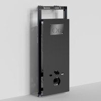 Инсталляция для унитаза WasserKraft Salm 27TLT.010.ME.BL.PB02, декоративная стеклянная панель черная, механическая кнопка смыва черная