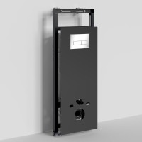 Инсталляция для унитаза WasserKraft Salm 27TLT.010.ME.BL.CH03, декоративная стеклянная панель черная, механическая кнопка смыва хром