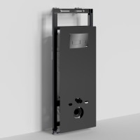 Инсталляция для унитаза WasserKraft Salm 27TLT.010.ME.BL.PB03, декоративная стеклянная панель черная, механическая кнопка смыва черная