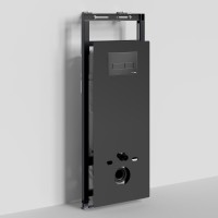 Инсталляция для унитаза WasserKraft Salm 27TLT.010.ME.BL.MB03, декоративная стеклянная панель черная, механическая кнопка смыва черная матовая