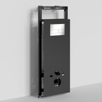 Инсталляция для унитаза WasserKraft Salm 27TLT.010.ME.BL.BN04, декоративная стеклянная панель черная, механическая кнопка смыва никель