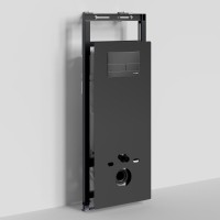 Инсталляция для унитаза WasserKraft Salm 27TLT.010.ME.BL.MB04, декоративная стеклянная панель черная, механическая кнопка смыва черная матовая