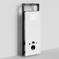 Инсталляция для унитаза WasserKraft Salm 27TLT.010.ME.WH.WH02, декоративная стеклянная панель белая, механическая кнопка смыва белая
