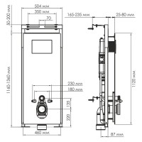 Инсталляция для унитаза WasserKraft Salm 27TLT.010.ME.WH.WM03, декоративная стеклянная панель белая, механическая кнопка смыва белая матовая