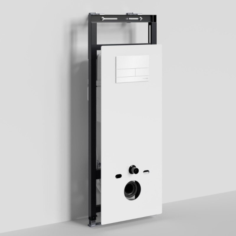 Инсталляция для унитаза WasserKraft Salm 27TLT.010.ME.WH.WH04, декоративная стеклянная панель белая, механическая кнопка смыва белая