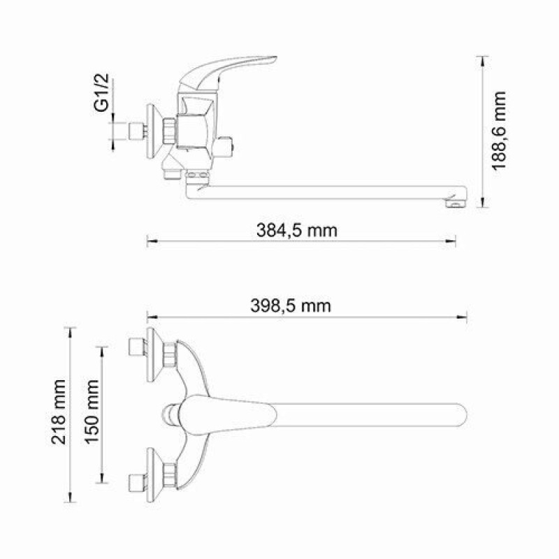 Смеситель WasserKRAFT 2802L, для ванны и душа, с душевым гарнитуром, хром