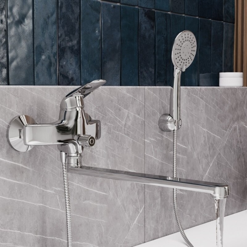 Смеситель WasserKRAFT 2802L, для ванны и душа, с душевым гарнитуром, хром