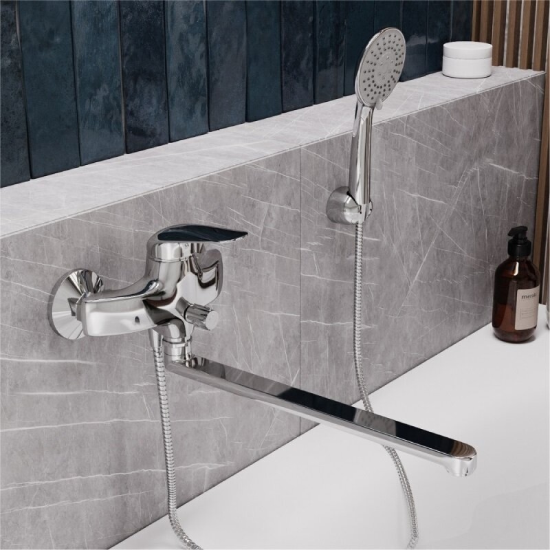 Смеситель WasserKRAFT 2802L, для ванны и душа, с душевым гарнитуром, хром