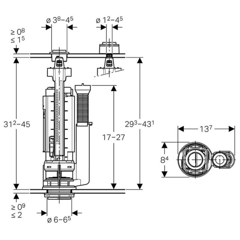 Сливной механизм Geberit Impuls Type 290 282.303.21.2