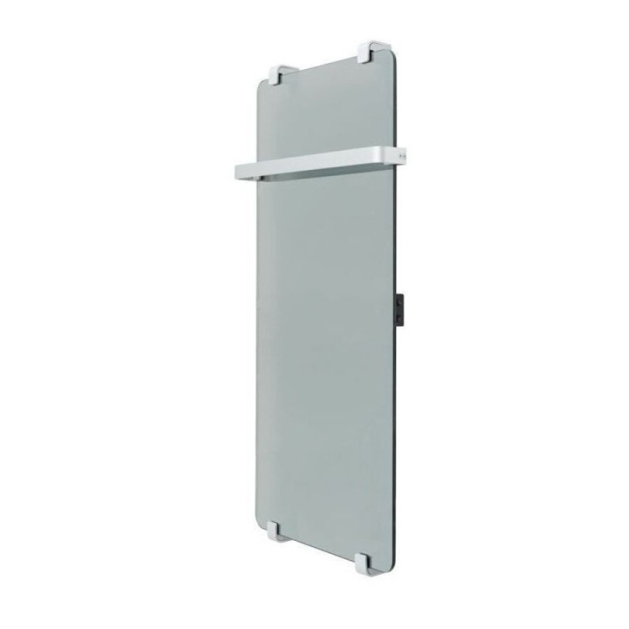 Полотенцесушитель электрический Allen Brau Infinity 00288919, ширина 44 см, высота 100 см, рейлинг, крепление, зеркальное стекло/серебро браш