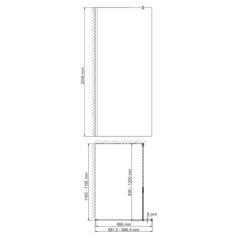 Душевая перегородка WasserKraft Rossel 28W39 28W со свободным входом, 90 см, стекло прозрачное, профиль хром
