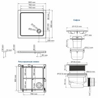 Душевой поддон WasserKRAFT Amper 29T03, квадратный, 90 x 90 см, акрил 5мм, белый