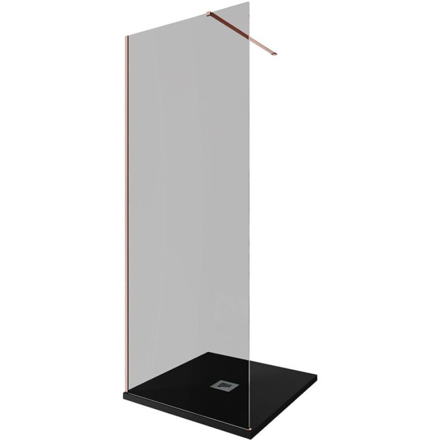 Душевая стенка Allen Brau Infinity 1, Walk In, 3.21006.60.T, 80 см, стекло тонированное, профиль медь браш