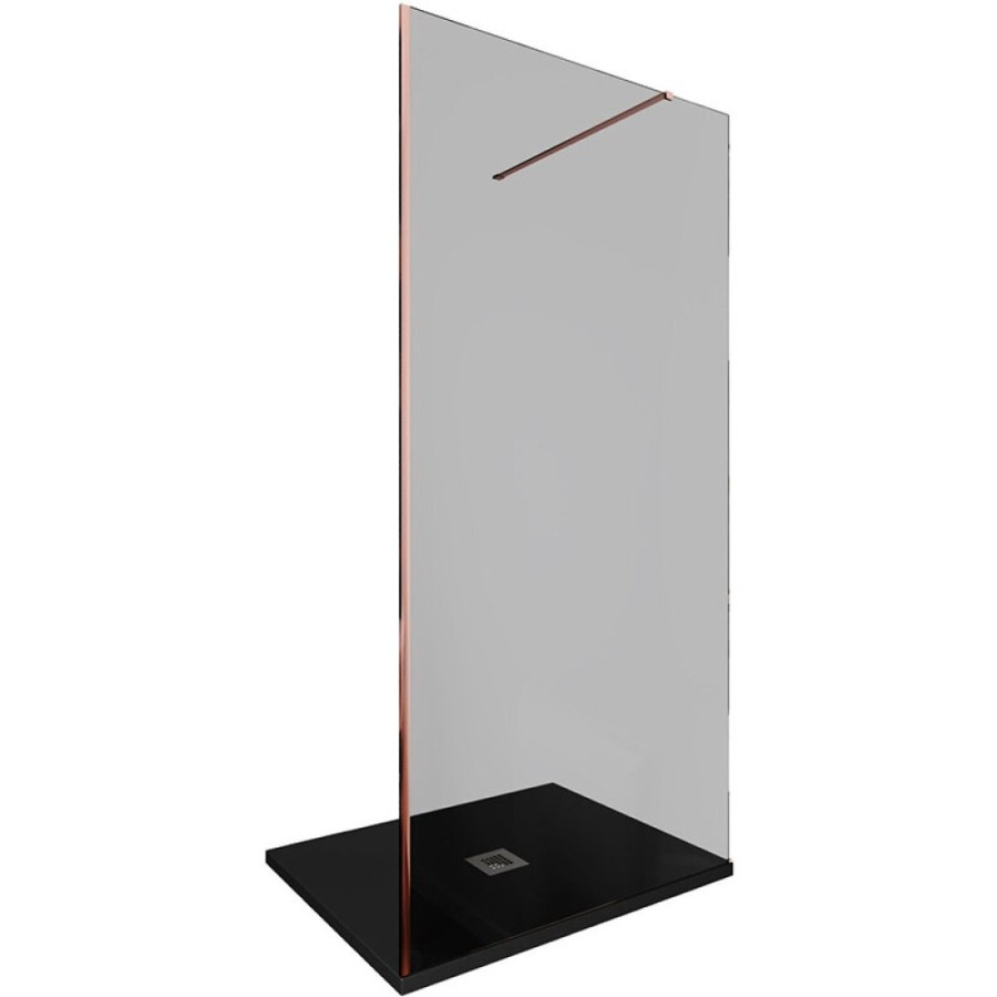 Душевая стенка Allen Brau Infinity 1, Walk In, 3.21018.60.T, 100 см, стекло тонированное, профиль медь браш