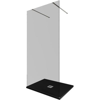 Душевая стенка Allen Brau Infinity 2, Walk In, 3.21038.BA.T, 100 см, стекло тонированное, профиль серебро браш