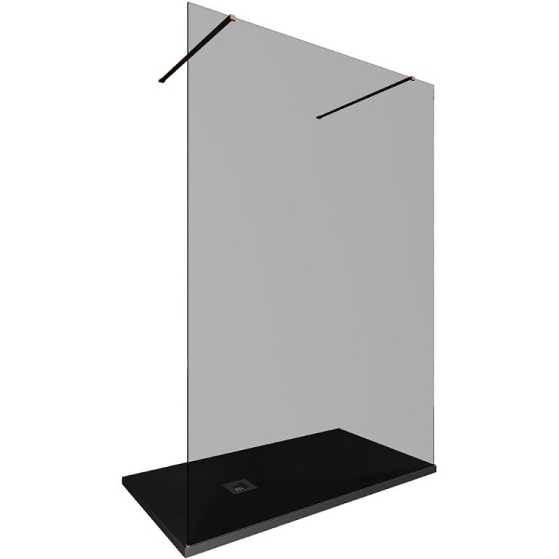 Душевая стенка Allen Brau Infinity 2, Walk In, 3.21054.60.T, 140 см, стекло тонированное, профиль медь браш