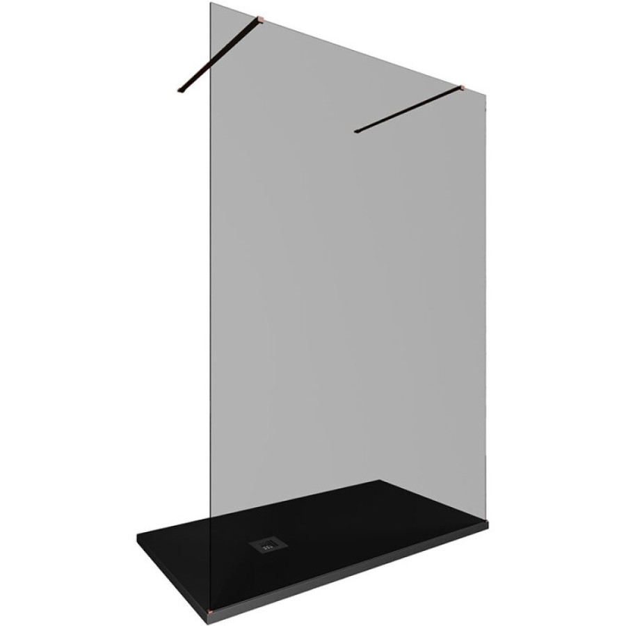 Душевая стенка Allen Brau Infinity 2, Walk In, 3.21054.60.T, 140 см, стекло тонированное, профиль медь браш