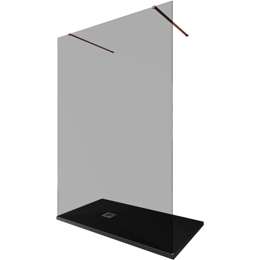 Душевая стенка Allen Brau Infinity 2, Walk In, 3.21054.60.T, 140 см, стекло тонированное, профиль медь браш