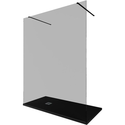 Душевая стенка Allen Brau Infinity 2, Walk In, 3.21058.BBA.T, 160 см, стекло тонированное, профиль черный браш