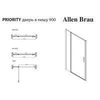 Душевая дверь Allen Brau Priority, 3.31001.00G, 90 см, стекло тонированное, профиль хром