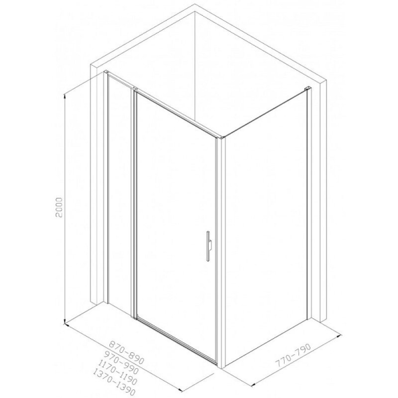 Душевой уголок Allen Brau Priority, 3.31003.BBA + 3.31015.BBA, 90 х 80 см, стекло прозрачное, профиль черный браш