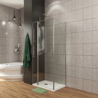 Душевой уголок Allen Brau Priority, 3.31004.00 + 3.31019.00, 100 х 100 см, стекло прозрачное, профиль хром