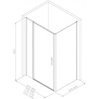 Душевой уголок Allen Brau Priority, 3.31005.BA + 3.31017.BA, 100 х 90 см, стекло прозрачное, профиль серебро браш