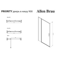 Душевая дверь Allen Brau Priority, 3.31026.BA, 90 см, стекло прозрачное, профиль серебро брашированное