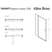 Душевая дверь Allen Brau Priority, 3.31031.00, 120 см, стекло прозрачное, профиль хром