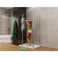 Душевой уголок Allen Brau Priority, 3.31037.00 + 3.31046.00, 160 х 100 см, стекло прозрачное, профиль хром