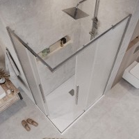Душевой уголок Grossman Galaxy 300.K33.01.11R80L.10.02, 110 х 80 см, стекло шиншилла, профиль хром, правый
