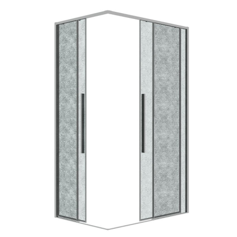 Душевой уголок Grossman Galaxy 300.K33.01.11R80L.10.02, 110 х 80 см, стекло шиншилла, профиль хром, правый