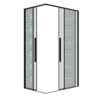 Душевой уголок Grossman Galaxy 300.K33.01.11R80L.21.02, 110 х 80 см, стекло шиншилла, профиль черный матовый, правый