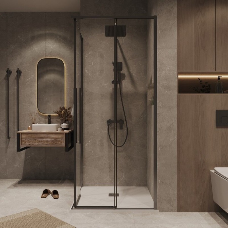 Душевой уголок Grossman Galaxy 300.K33.01.1280.42.00, 120 х 80 см, стекло прозрачное, профиль графит сатин