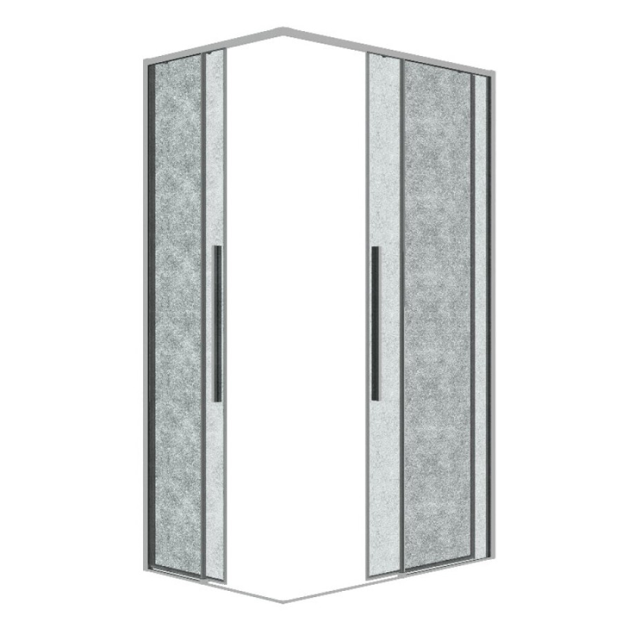 Душевой уголок Grossman Galaxy 300.K33.01.12R80L.10.02, 120 х 80 см, стекло шиншилла, профиль хром, правый