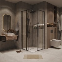 Душевой уголок Grossman Galaxy 300.K33.01.9070.42.00, 90 х 70 см, стекло прозрачное, профиль графит сатин