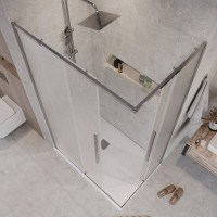 Душевой уголок Grossman Galaxy 300.K33.01.90R11L.10.02, 90 х 110 см, стекло шиншилла, профиль хром, левый