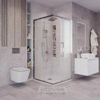 Душевой уголок Grossman Cosmo 300.K33.02.1010.10.02, 100 х 100 см, стекло шиншилла, профиль хром