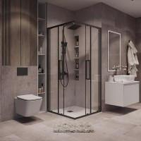 Душевой уголок Grossman Cosmo 300.K33.02.1010.21.00, 100 х 100 см, стекло прозрачное, профиль черный матовый