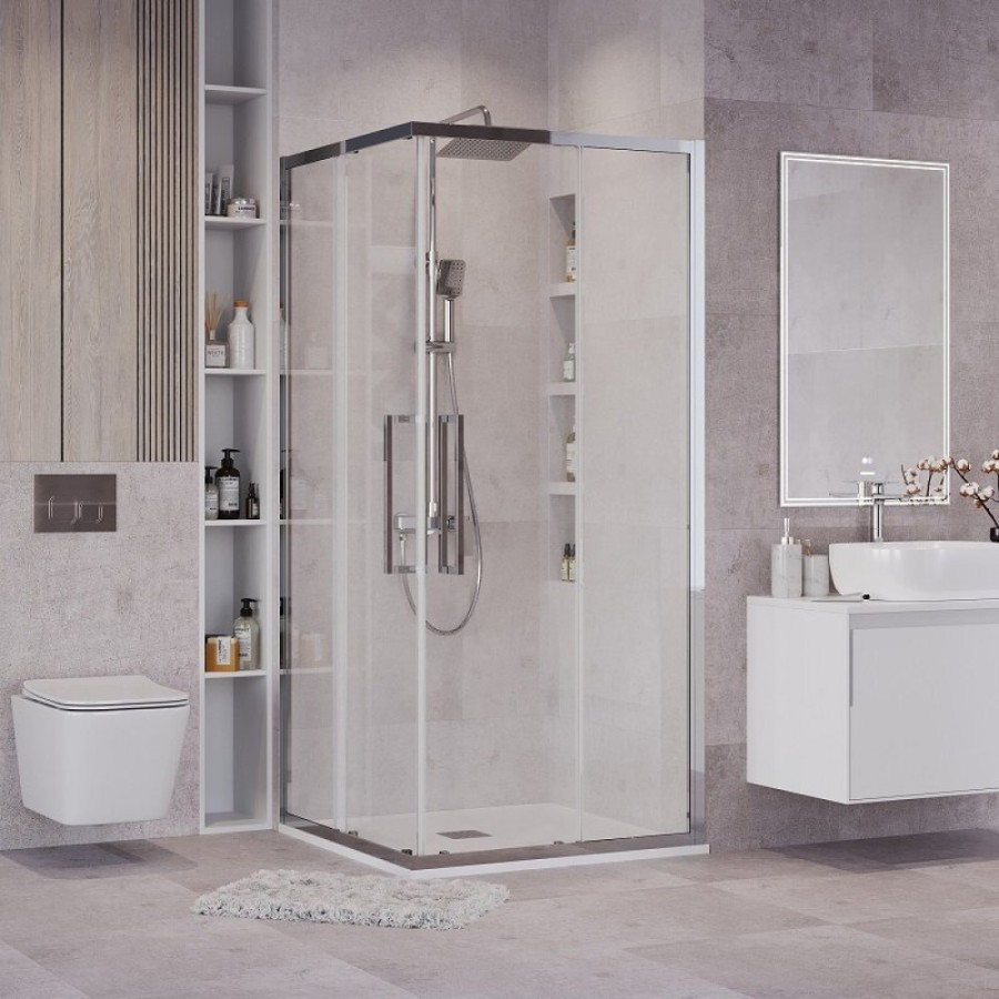 Душевой уголок Grossman Cosmo 300.K33.02.8080.10.00, 80 х 80 см, стекло прозрачное, профиль хром