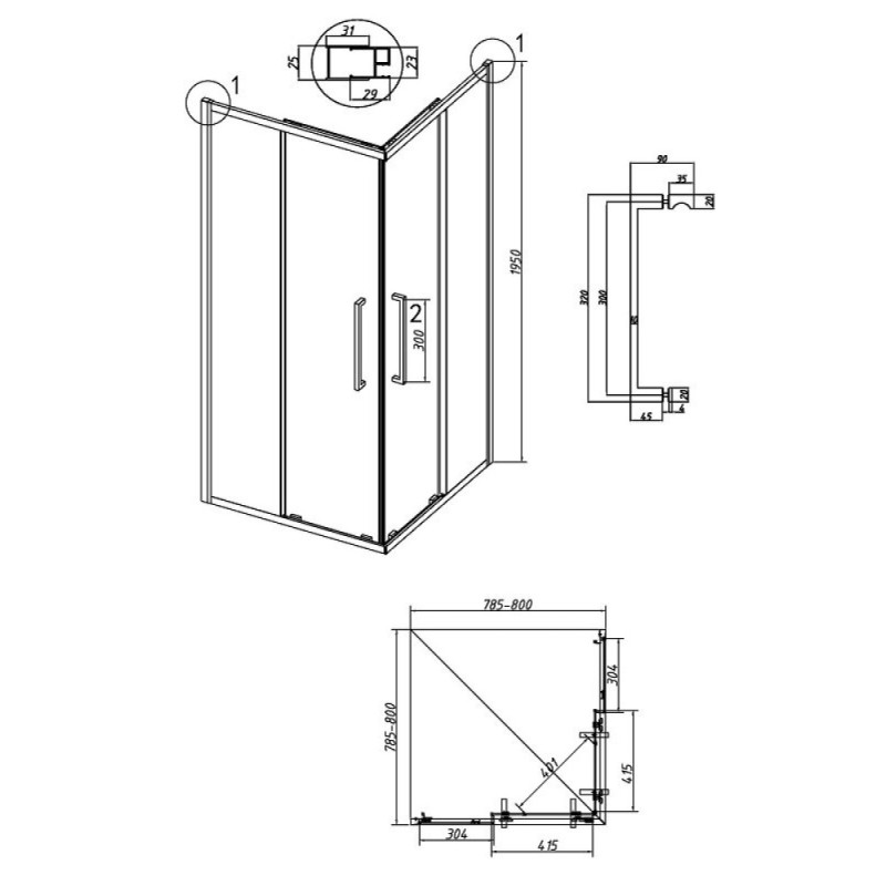 Душевой уголок Grossman Cosmo 300.K33.02.8080.10.02, 80 х 80 см, стекло шиншилла, профиль хром