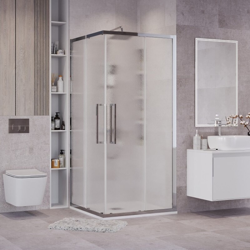 Душевой уголок Grossman Cosmo 300.K33.02.8080.10.02, 80 х 80 см, стекло шиншилла, профиль хром