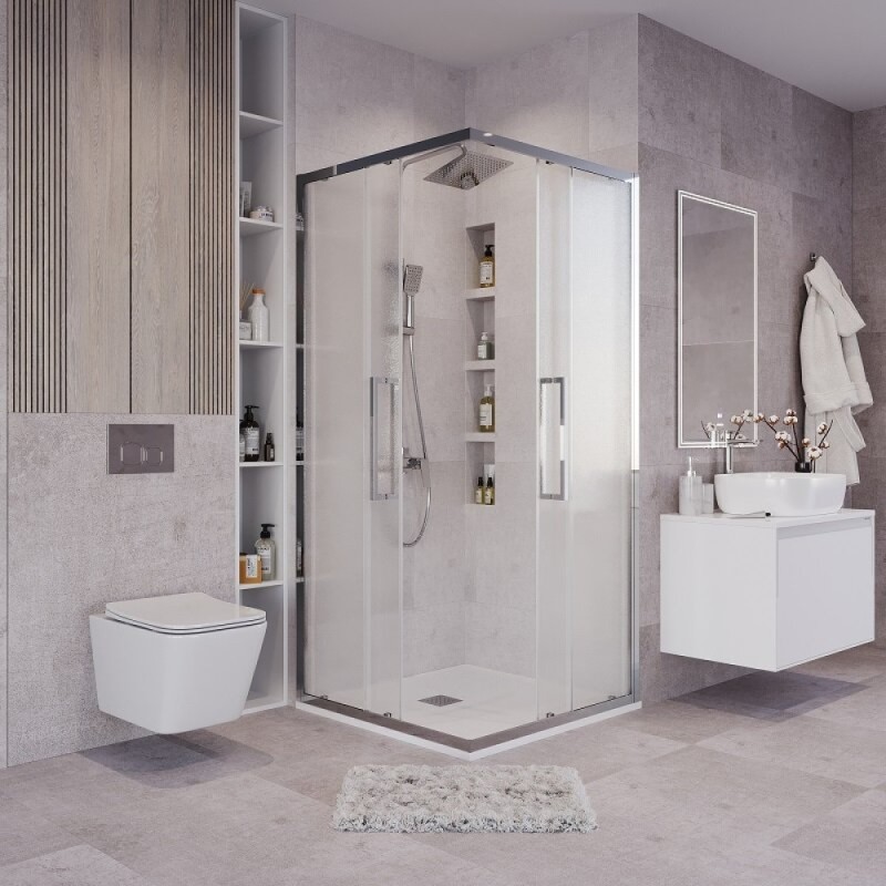 Душевой уголок Grossman Cosmo 300.K33.02.8080.10.02, 80 х 80 см, стекло шиншилла, профиль хром