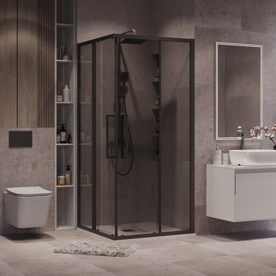 Душевой уголок Grossman Cosmo 300.K33.02.8080.21.10, 80 х 80 см, стекло тонированное, профиль черный матовый