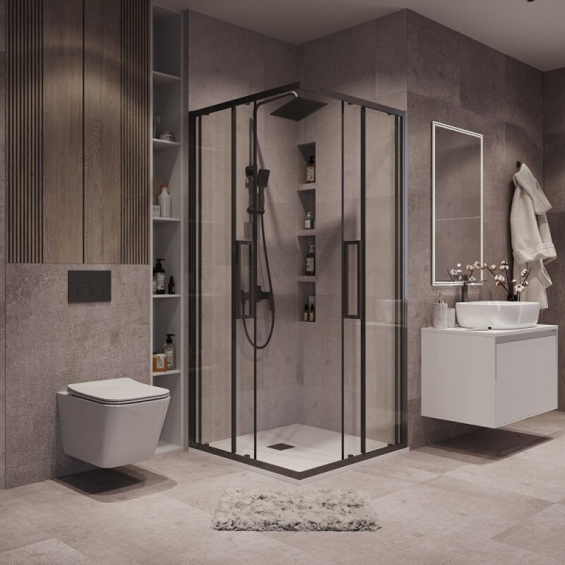 Душевой уголок Grossman Cosmo 300.K33.02.8080.42.00, 80 х 80 см, стекло прозрачное, профиль графит сатин