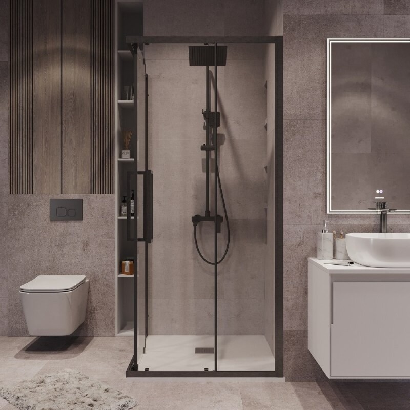 Душевой уголок Grossman Cosmo 300.K33.02.8080.42.00, 80 х 80 см, стекло прозрачное, профиль графит сатин