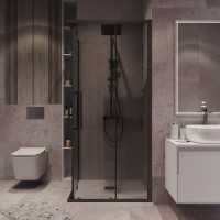 Душевой уголок Grossman Cosmo 300.K33.02.9090.21.10, 90 х 90 см, стекло тонированное, профиль черный матовый