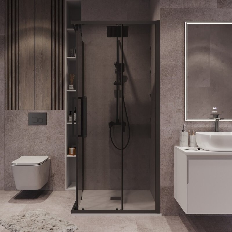 Душевой уголок Grossman Cosmo 300.K33.02.9090.21.10, 90 х 90 см, стекло тонированное, профиль черный матовый